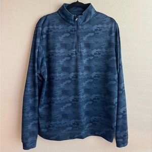 Peter Millar Blue Camo Quarter-Zip Pullover